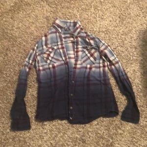 Eddie Bauer dip dyed plaid button down
